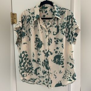 JODIFL Cream and Green Button Down Shirt